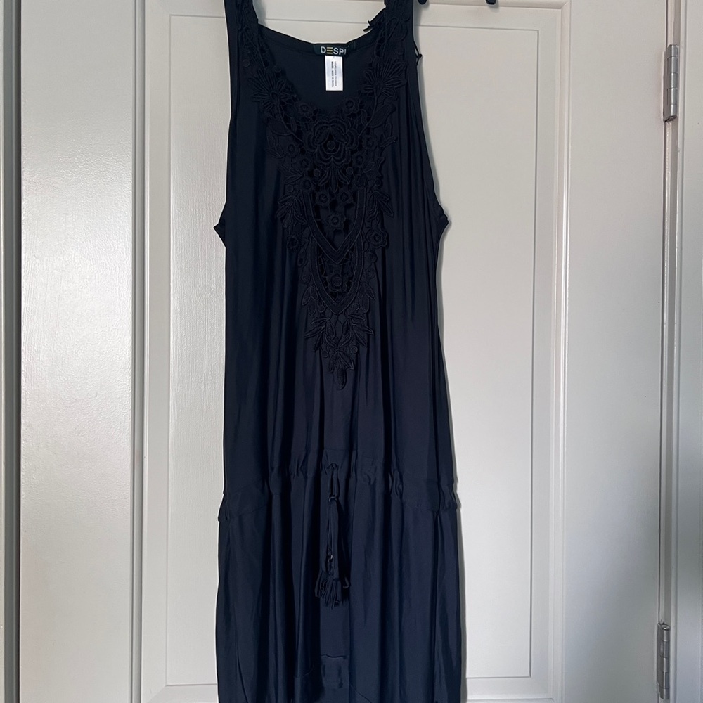 Despi Black Swim Coverup with Scoop Neckline and Relaxed Fit